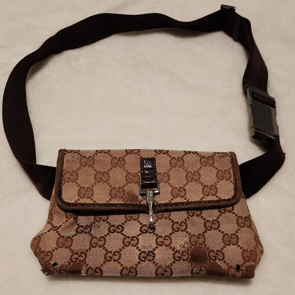 Authentic Gucci Monogram Waist Pouch Fanny Pack Belt Bag - Picture 1 of 1
